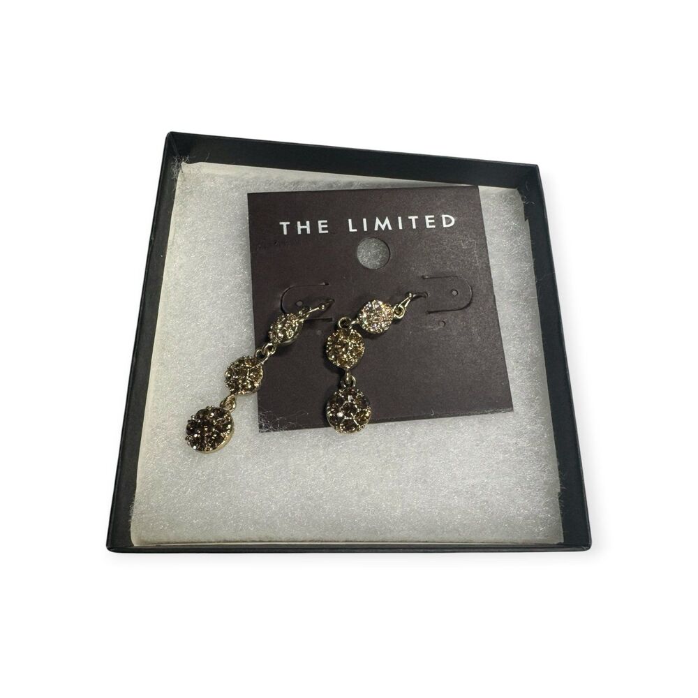 The Limited Gold Tone Dangle Earrings Stones Shimmering